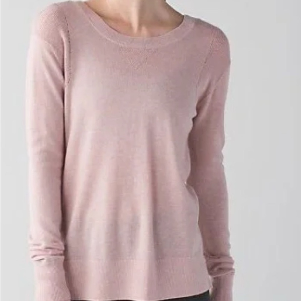 Lululemon Savasana Sweater Pink Open Back Drape Knit Pullover Women’s Size M